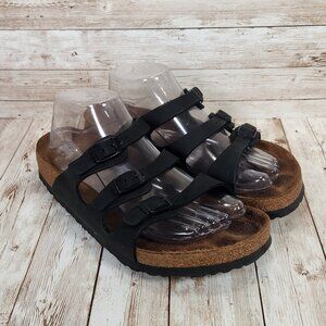 BIRKENSTOCK Florida Women's 39 (US 8) Black Slip-On 3 Buckle Shoes Sandals